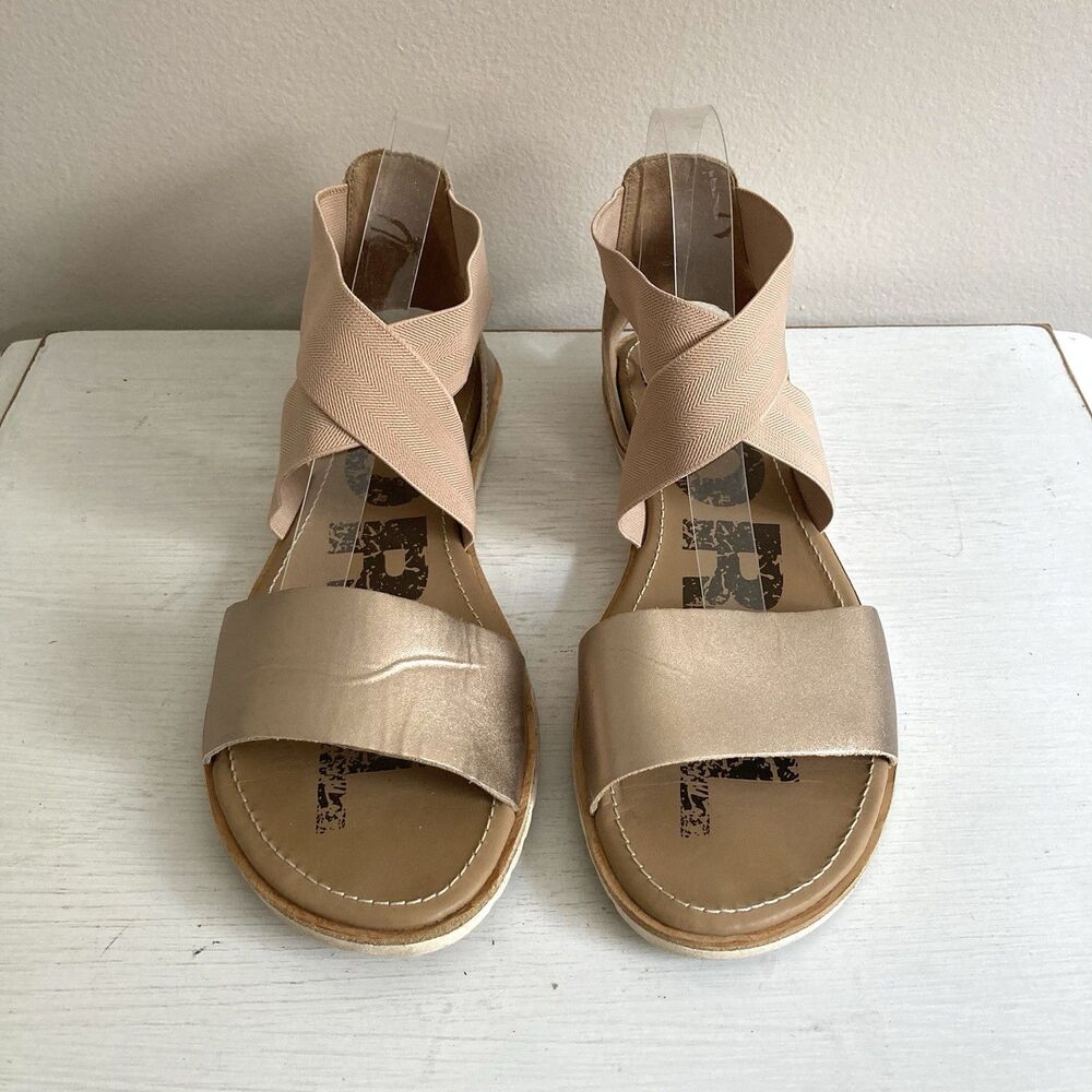 Sorel ‘Ella’ II Gold Leather Metallic Flat Strappy Sandals Women’s 11 Summer